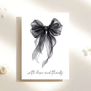 Tarjeta De Agradecimiento Coquette Negra Bow Watercolor Brilla Shower