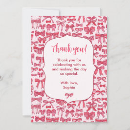Tarjeta de agradecimiento Coquette Pink Bow