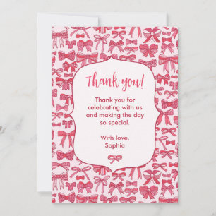Tarjeta de agradecimiento Coquette Pink Bow