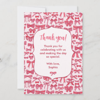 Tarjeta de agradecimiento Coquette Pink Bow
