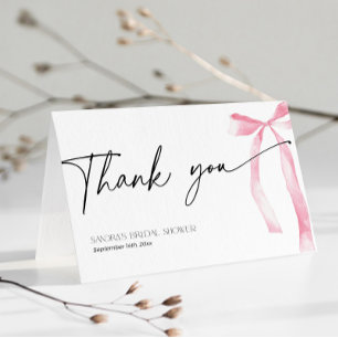Tarjeta De Agradecimiento Coquette Pink Bow Shes Tying Knot Bridal