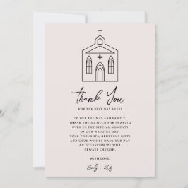 Tarjeta De Agradecimiento Coquette Pink Chapel Wedding Photo