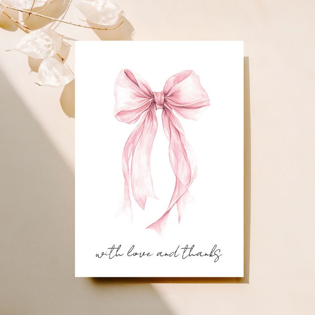 Tarjeta De Agradecimiento Coquette rosa Bow acuarela ducha de novia (Subido por el creador)