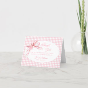 Tarjeta De Agradecimiento Coquette rosa Bow Baby Shower Gracias Cartas