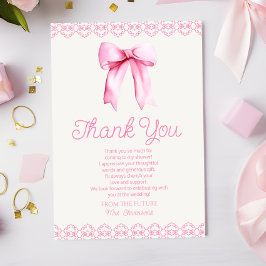 Tarjeta De Agradecimiento Coquette rosa Bow Bridal Shower