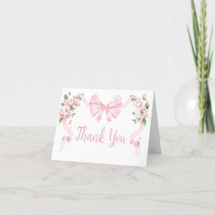Tarjeta De Agradecimiento Coquette rosa Bow Floral Baby Shower