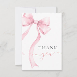 Tarjeta De Agradecimiento Coquette rosa Bow Gingham Chica Baby Shower