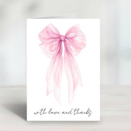 Tarjeta De Agradecimiento Coquette rosa Bow Watercolour Baby Shower