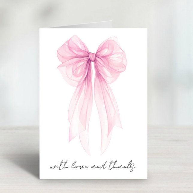 Tarjeta De Agradecimiento Coquette rosa Bow Watercolour Baby Shower (Subido por el creador)