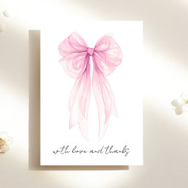 Tarjeta De Agradecimiento Coquette rosa Bow Watercolour Baby Shower