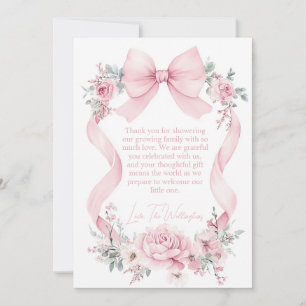 Tarjeta De Agradecimiento Coquette Rosas Flores Cumpleaños Bebé Rosa