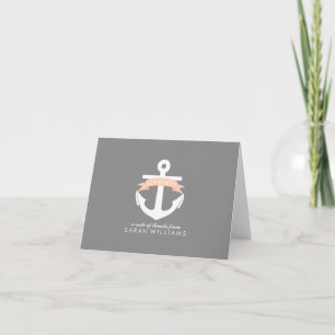 Tarjeta De Agradecimiento Coral Anchor Nautical Baby Shower