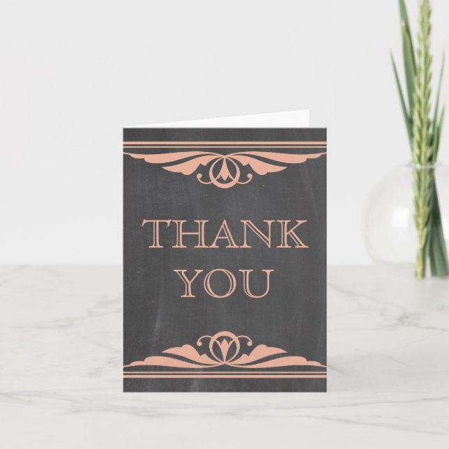 Tarjeta de agradecimiento Coral Deco Chalkboard (Anverso)