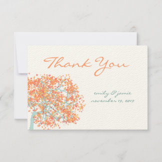 Tarjeta De Agradecimiento Coral Deja AQUA Tree Boda Gracias