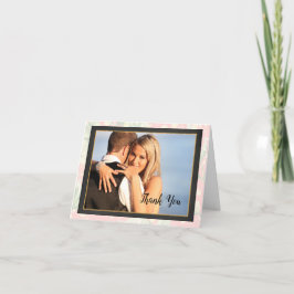 Tarjeta De Agradecimiento Coral Floral Photo Boda Gracias