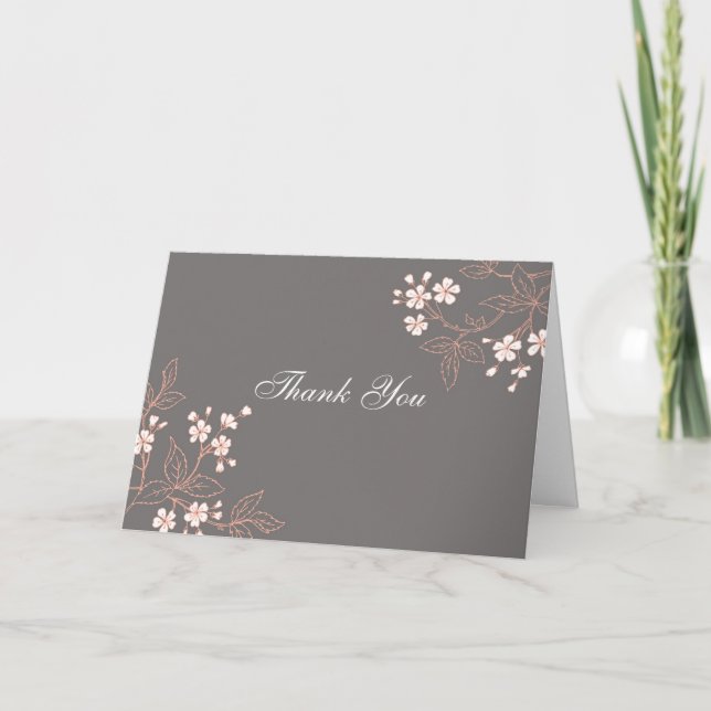 Tarjeta De Agradecimiento Coral Gray Floral Baby Shower Hostess Gracias (Anverso)