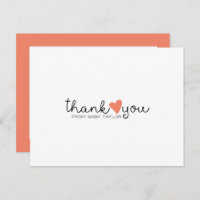 Coral Naranja Coral Corazón Baby Shower Gracias