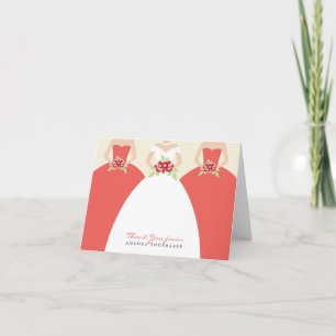Tarjeta de agradecimiento (coral) para la ducha de
