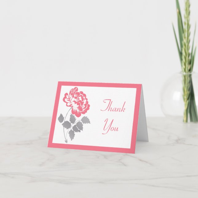 Tarjeta de agradecimiento Coral Peony sobre fondo  (Anverso)