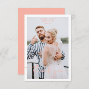 Tarjeta De Agradecimiento Coral Personalized Photo Wedding Whimsical Script