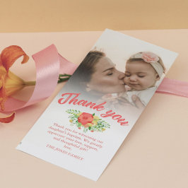 Tarjeta De Agradecimiento Coral Red Spring Bouquet Baptism Thank You Photo