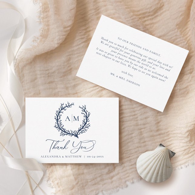 Tarjeta De Agradecimiento Coral Reef Nautical Wedding  (Subido por el creador)