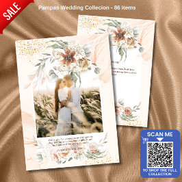 Tarjeta De Agradecimiento Coral Sage Pampas Foto de Grass Floral GRACIAS