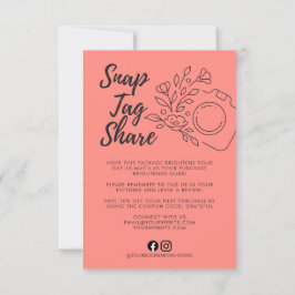 Tarjeta De Agradecimiento Coral Snap Tag Share Business Thank You Card