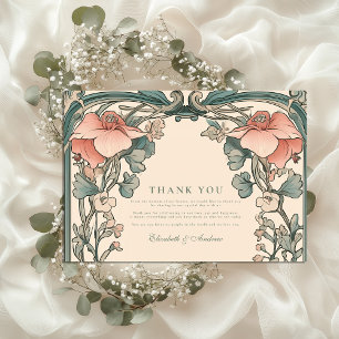 Tarjeta De Agradecimiento Coral Wildflower Frame boda