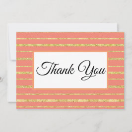 Tarjeta De Agradecimiento Coral y banda de oro