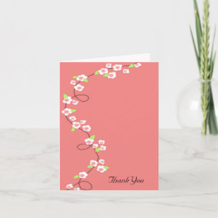 Tarjeta De Agradecimiento Coral y Floral Blanco Gracias