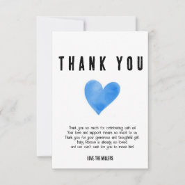 Tarjeta De Agradecimiento Corazón azul