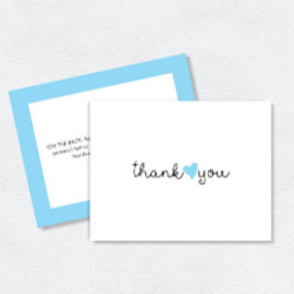 Tarjeta De Agradecimiento Corazón Azul Adorable Gracias