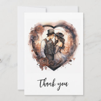 Tarjeta De Agradecimiento Corazón boda de acuarela romántica