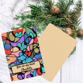 TARJETA DE AGRADECIMIENTO CORAZÓN COLORES NEUROGRÁFICOS DE AGUA DIGITAL