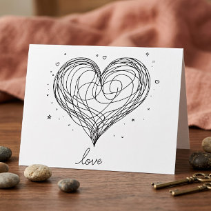 Tarjeta De Agradecimiento Corazón con diseño de amor de arte de línea capric