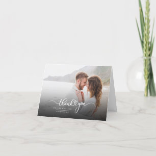 Tarjeta De Agradecimiento Corazón de amor de escritura moderna foto de boda