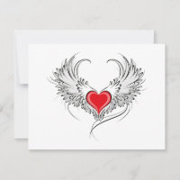 Corazón de Ángel Rojo con alas