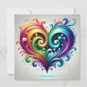Tarjeta De Agradecimiento Corazón de Arcoíris con Colores Brillantes Girando