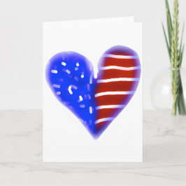Tarjeta De Agradecimiento Corazón de bandera americana de neón