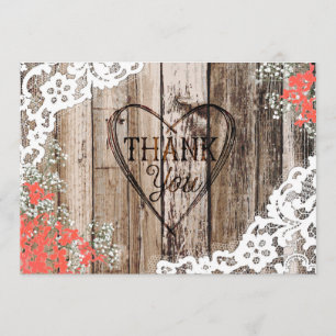 Tarjeta De Agradecimiento Corazón de bebé de aliento de madera rústica graci