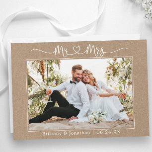 Tarjeta De Agradecimiento Corazón de Caligrafía Sr. y Sra. Kraft Fotografía