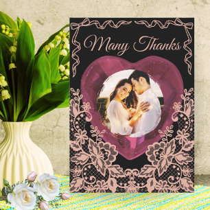 Tarjeta De Agradecimiento Corazón de encaje con foto personalizada de aniver