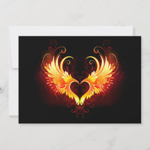 Tarjeta De Agradecimiento Corazón de Fuego Ángel con Alas