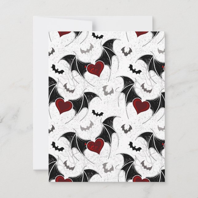 Tarjeta De Agradecimiento Corazón de Halloween con alas de murciélago negro (Anverso)