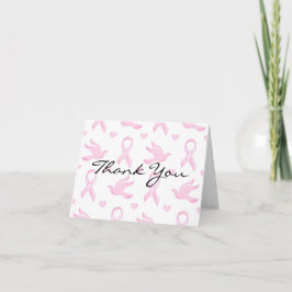 Tarjeta De Agradecimiento Corazón de la paloma de la cinta del cáncer de