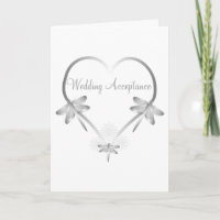 Corazón de Libélula de Plata Aceptación de Boda