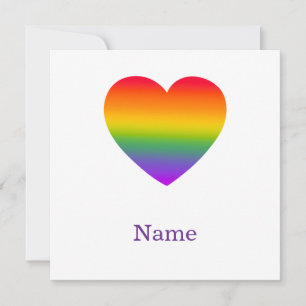 Tarjeta De Agradecimiento Corazón de Línea Arcoíris Minimalista - Arte Color