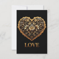Corazón de oro con filigrana romántica con palabra