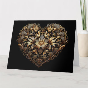Tarjeta De Agradecimiento Corazón de oro filigree romántico. Amor día de San